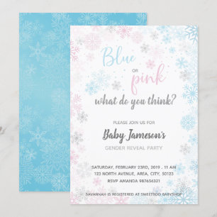 Invitation Bleu ou rose Baby shower de révélation de genre