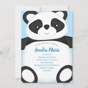 Invitation Bleu Panda Bear fête d'anniversaire