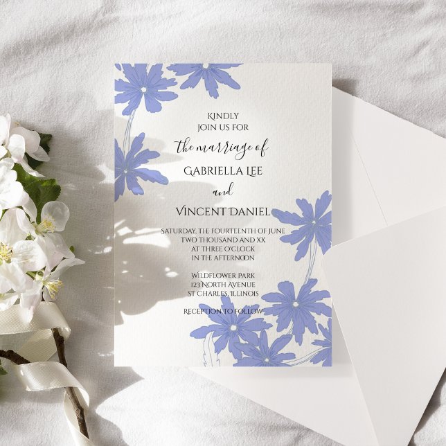 Invitation Bleu périwinkle Mariage blanc (Créateur téléchargé)