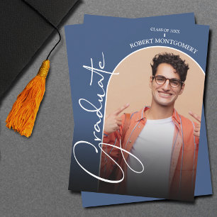 Invitation Bleu photo du script de graduation
