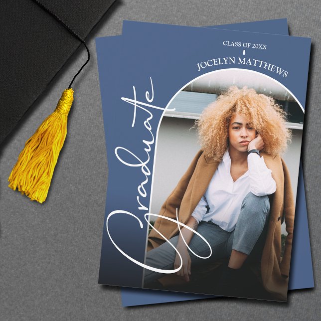 Invitation Bleu photo du script de graduation (Créateur téléchargé)