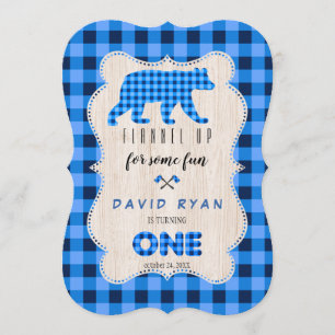 Invitation Bleu Plaid Flannel Up Lumberjack Premier anniversa