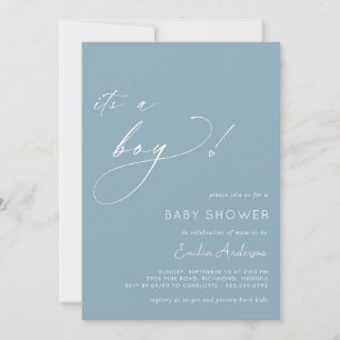 Invitation Bleu poudre   Simple moderne C'est un Baby shower 