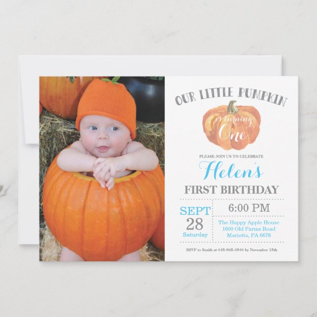 Invitation Bleu pour le premier anniversaire du Ci (Devant)
