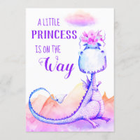 *~* Bleu pourpre Dragon Bébé Fille Douche Invitati