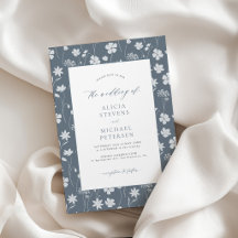 Bleu poussiéreux blanc élégant floral mariage de j