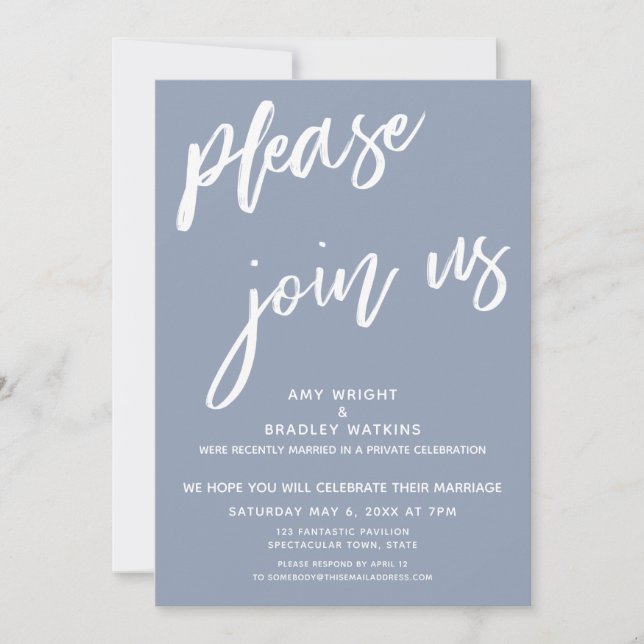 Invitation Bleu Poussiéreux Vous êtes les bienvenus à se join (Devant)
