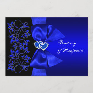 Invitation Bleu RIBON IMPRIMÉ, mariage floral noir