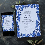 Invitation Bleu Rose Bat Bar Mitzvah Moderne Girl Custom<br><div class="desc">Carte parfaite pour annoncer un bat mitzvah, bar mitzvah ou une autre célébration juive ! L'art fait main pour vous ! ENTIÈREMENT PERSONNALISABLE ! Cliquez sur "Personnaliser" ci-dessus pour modifier le texte. Cliquez sur "modifier à l'aide de l'outil de conception" pour ajuster les polices, les couleurs et les placements et...</div>