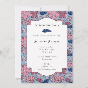 Invitation Bleu rose bloc floral Imprimer la partie de retrai
