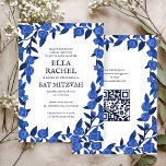 Invitation Bleu Rose Custom Bat Bar Mitzvah QR Code Girl<br><div class="desc">Carte parfaite pour annoncer un bat mitzvah, bar mitzvah ou une autre célébration juive ! L'art fait main pour vous ! ENTIÈREMENT PERSONNALISABLE ! Cliquez sur "Personnaliser" ci-dessus pour modifier le texte et ajouter votre lien au code QR. Cliquez sur "modifier à l'aide de l'outil de conception" pour ajuster les...</div>