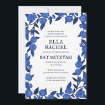 Invitation Bleu Rose Custom Bat Bar Mitzvah QR Code Girl<br><div class="desc">Carte parfaite pour annoncer un bat mitzvah, bar mitzvah ou une autre célébration juive ! L'art fait main pour vous ! ENTIÈREMENT PERSONNALISABLE ! Cliquez sur "Personnaliser" ci-dessus pour modifier le texte et ajouter votre lien au code QR. Cliquez sur "modifier à l'aide de l'outil de conception" pour ajuster les...</div>