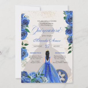 Invitation Bleu Rose Fancy Quinceanera Western Charro Glam
