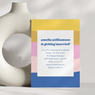 Invitation Bleu rose jaune mignon Jouer Fête des mariées rétr