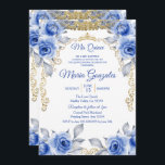 Invitation Bleu Rose mexicain Mis Quince Princesse Quinceaner<br><div class="desc">Rose Bleu Mis Quince Princesse Quinceanera InvitationMis Quince Anos,  15e anniversaire, </div>