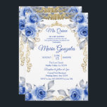 Invitation Bleu Rose mexicain Mis Quince Princesse Quinceaner<br><div class="desc">Rose Bleu Mis Quince Princesse Quinceanera InvitationMis Quince Anos,  15e anniversaire, </div>