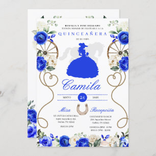 Invitation Bleu Rose Ouest Mariachi Charro Quinceañera