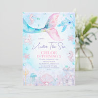 Bleu rose sirène traîne sous la mer Anniversaire