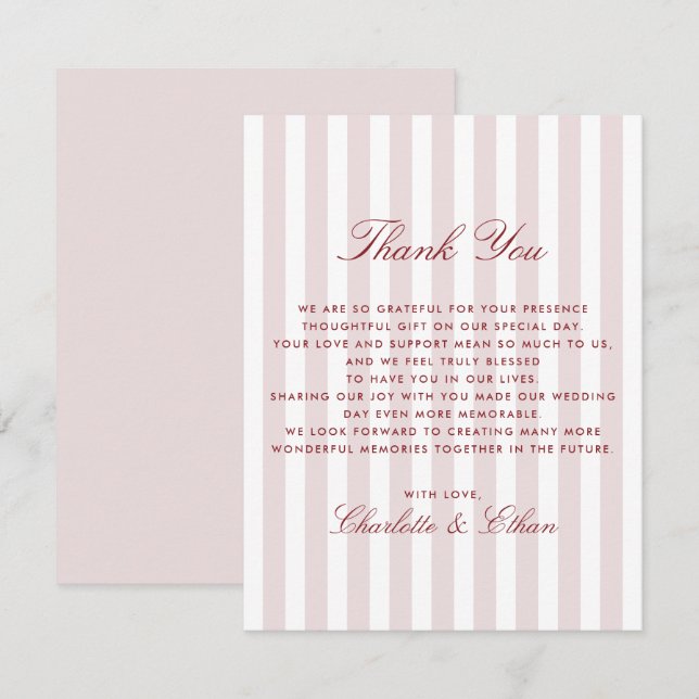 Invitation Bleu rose Verticale Grilles Mariage moderne Merci (Devant / Derrière)