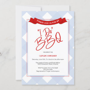 Invitation Bleu Rouge Buffalo Plaid I Do BBQ Fête des mariées
