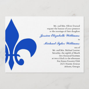 Invitation Bleu royal de Fleur de Lis