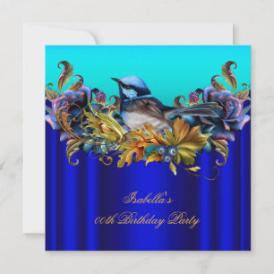 Invitation Bleu Royal Élégant Martin-Pêcheur Sarcelle Or Anni