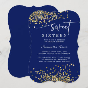 Invitation Bleu royal et argent Sweet Sixteen