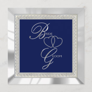 Invitation Bleu royal et noces d'argent