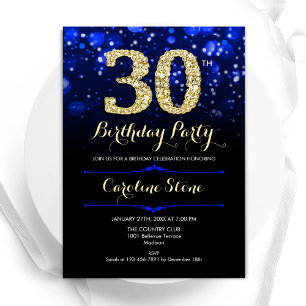 Invitation Bleu Royal Or 30e Anniversaire