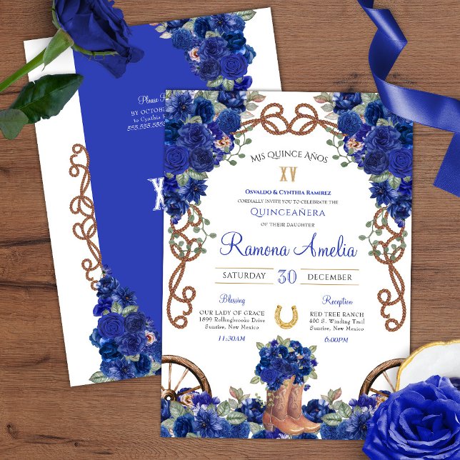 Invitation Bleu Russe Ouest Charro Cowboy Boots Quince (Créateur téléchargé)