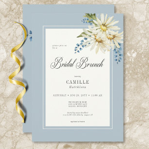 Invitation Bleu rustique & Blancs Brunch nuptial