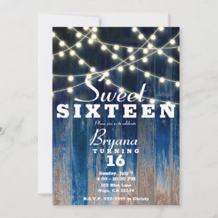 Invitation Bleu Rustique Coastal Grange Bois & Lumières Sweet