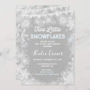 Invitation Bleu rustique d'hiver d'invitation jumelle de baby