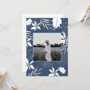 Invitation Bleu sarcelle Photo N/B  Baby Shower