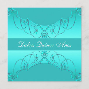 Invitation Bleu sarcelle Sweet Fifteen Quinceanera