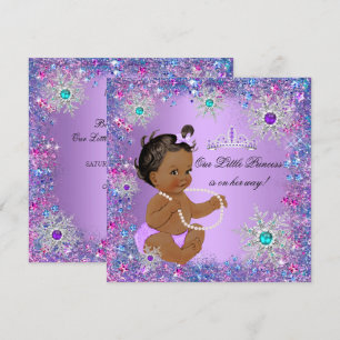 Invitation Bleu sarcelle Violet Rose Princesse Baby Shower Et
