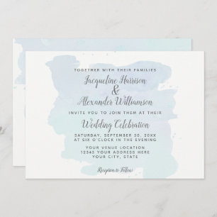 Invitation Bleu simple moderne Aquarelle Laver Brush Strots