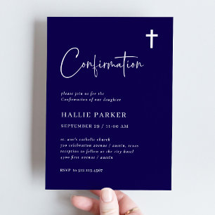 Invitation Bleu simple moderne et minimaliste   Confirmations