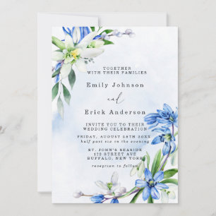 Invitation Bleu Snowdrops Scilla Spring Floral Mariage