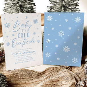 Invitation Bleu Snowflakes Baby Il fait froid dehors Baby sho