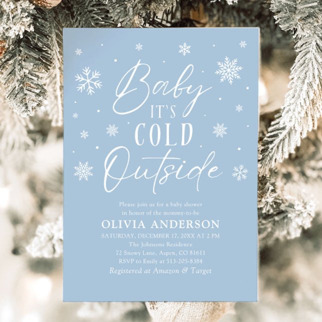 Invitation Bleu Snowflakes Baby Il fait froid dehors Baby sho (Blue Snowflakes Baby It's Cold Outside Baby Shower Invitation)
