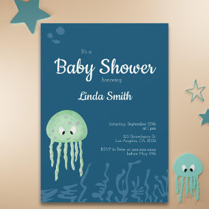 Invitation Bleu sous la mer Jellyfish Boy Baby shower
