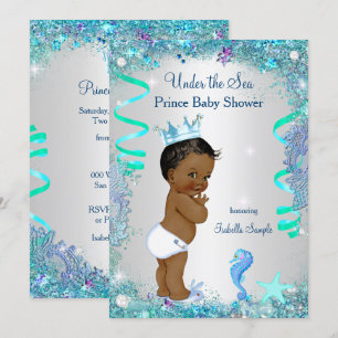 Invitation Bleu sous le prince de la mer Baby Shower Ethnique