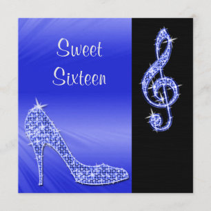 Invitation Bleu Stiletto & Treble Cleft Sweet 16