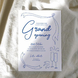Invitation Bleu tendance main-tiré Logo d'affaires Grand ouve