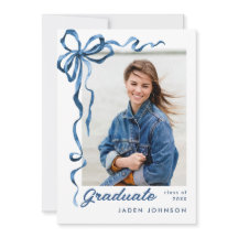 Bleu tendance Ruban 2 PHOTO Graduation Party