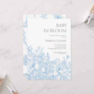 Invitation Bleu Toile de Jouy Baby dans le Baby shower en fle