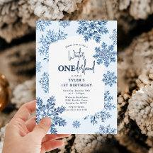 Bleu Toile Snowflake Hiver 1er anniversaire
