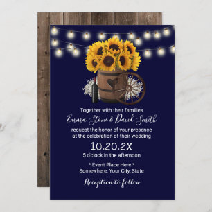 Invitation Bleu Tournesol de la Marine Baril Mariage rustique