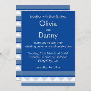 Invitation Bleu triangle rayures Mariage nautique